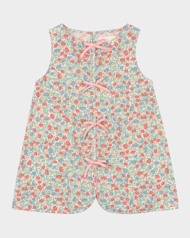 Girl's Elin Floral-Print Bow Dress, Size 9M-10